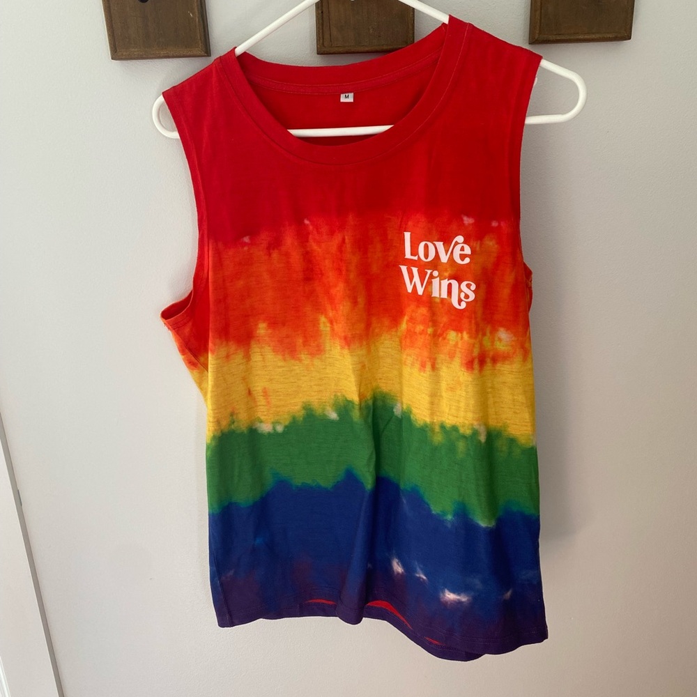 "Love Wins" Rainbow Tie-Dye Muscle Tank